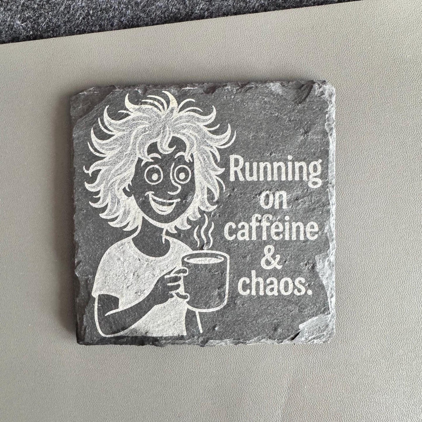 Custom Engraved Slate Coaster β 10cm Square Personalised Drink Coaster, Laser Engraved Stone Gift, Wedding, Logo or Quote Design