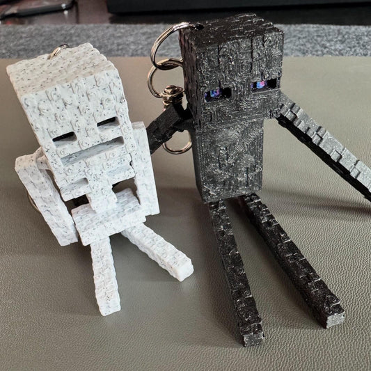 Minecraft Skeleton Keychain – Articulated 3D Printed Fidget Toy for Minecraft Fans, Gamer Gift, Backpack Charm, Key Ring with Lobster Clasp