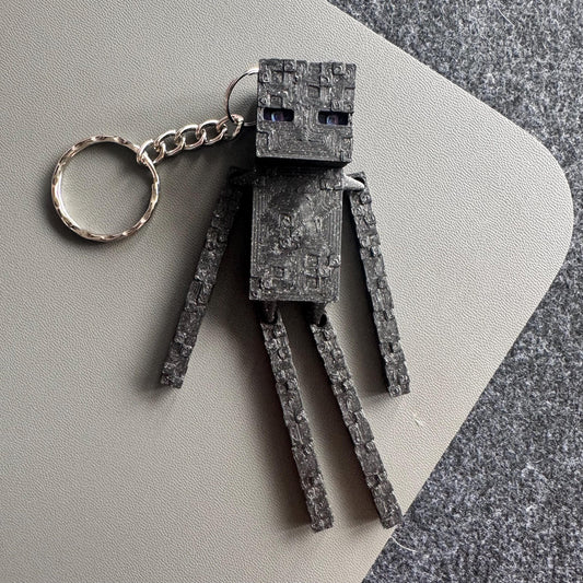 Articulated Enderman Keychain – 3D Printed Minecraft Gamer Keyring with Shifting Purple Detail