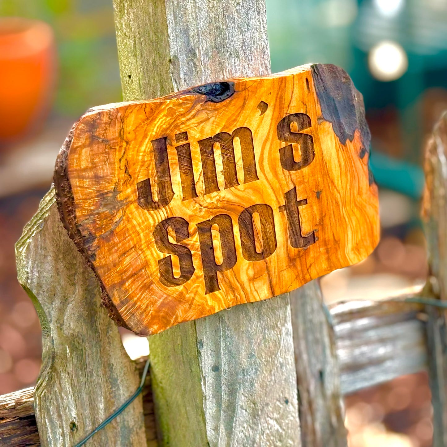 Engraved Rustic Olive Wood Home Name Display Sign