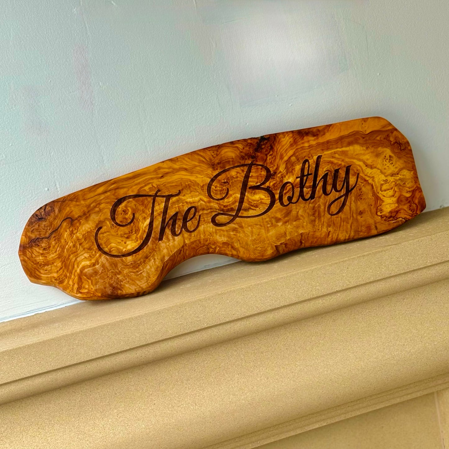 Engraved Rustic Olive Wood Home Name Display Sign