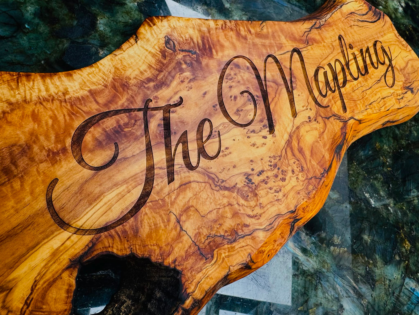 Engraved Rustic Olive Wood Home Name Display Sign
