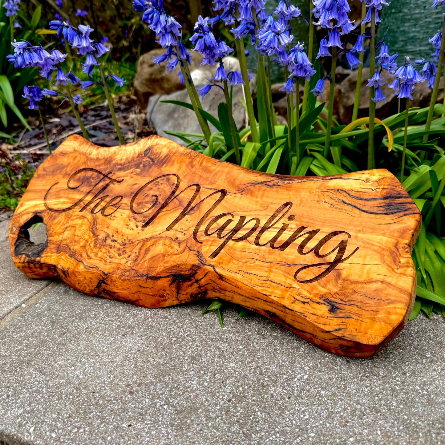 Engraved Rustic Olive Wood Home Name Display Sign