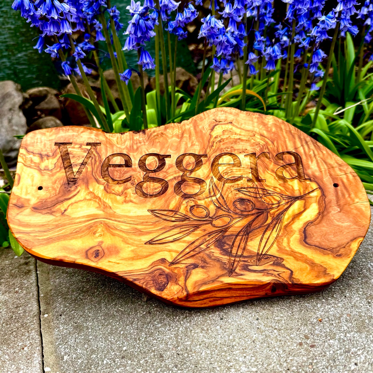 Engraved Rustic Olive Wood Home Name Display Sign